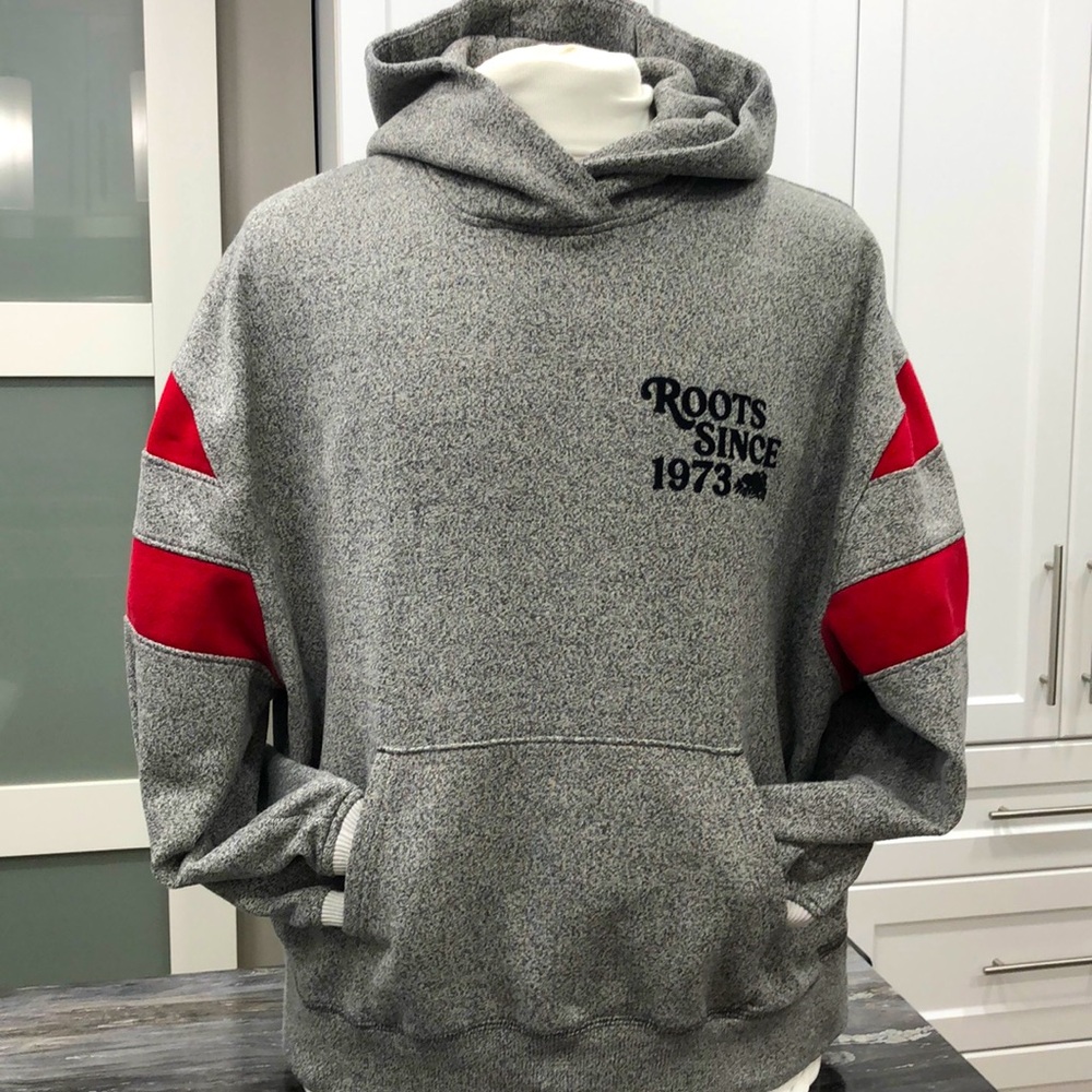 Roots Gray and Red Hoodie